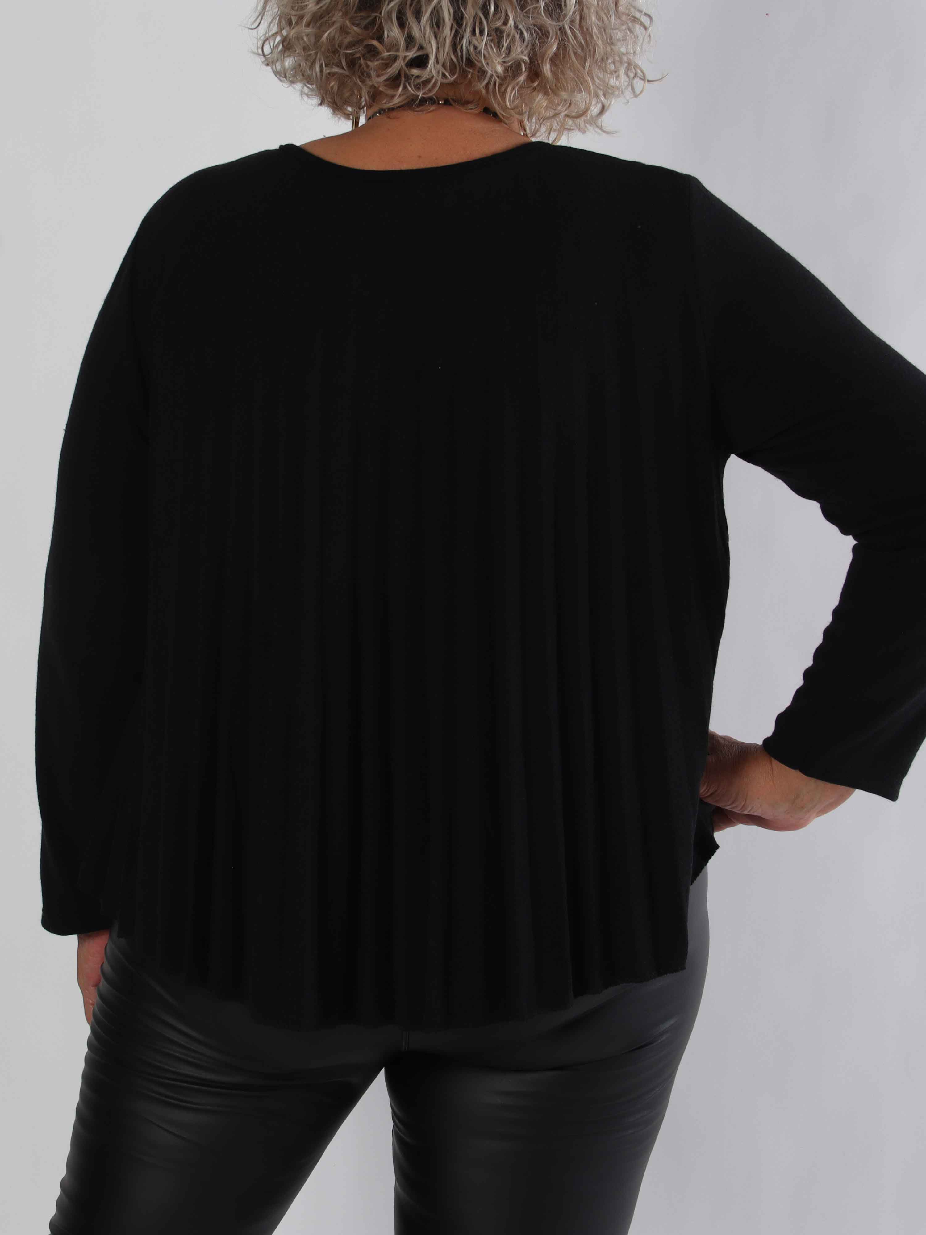 Anita Shirt - Blød plisseret plus size strikbluse i viskose og uld